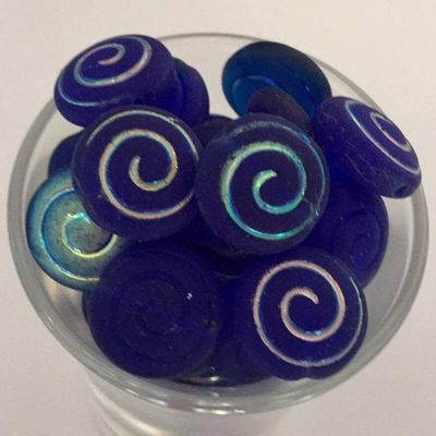 Czech Flat Spiral - Matt Royal Blue 12mm