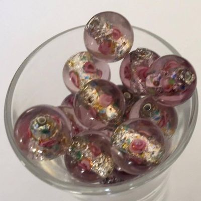 Czech Foil Rose Round - Light Purple 12mm