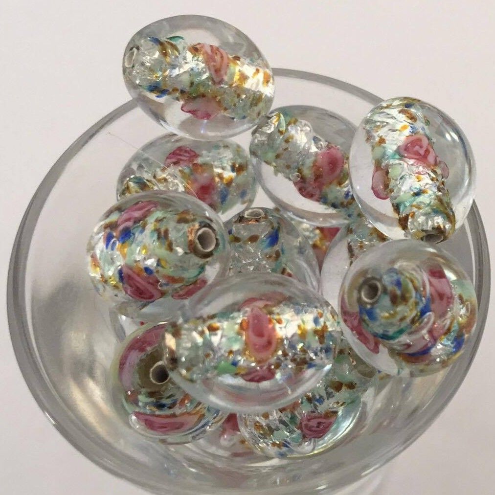Czech Foil Rose Oval - Clear 15x12mm