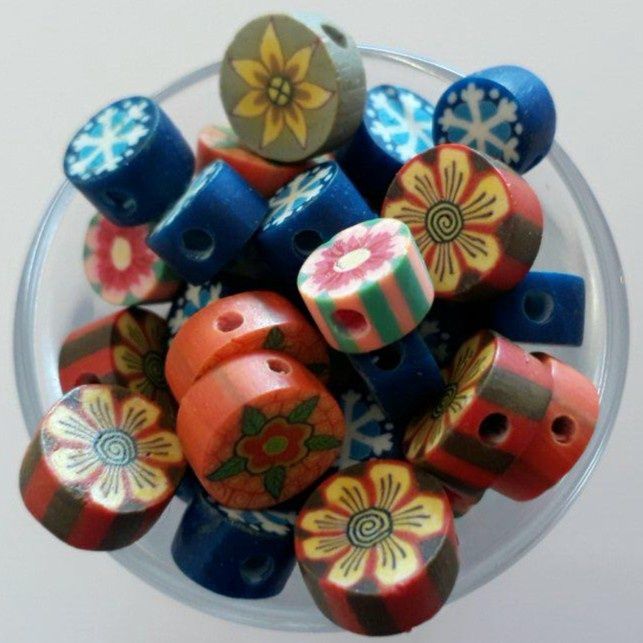 Fimo Disc - Flower &amp; Snowflake 10mm