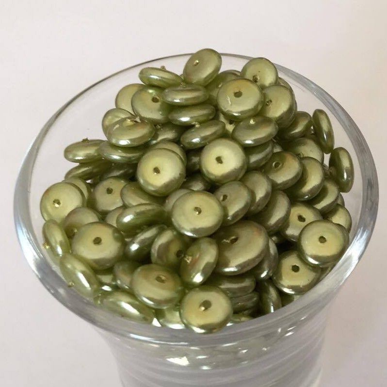 Czech GB Pearl Disc - Olive 6mm
