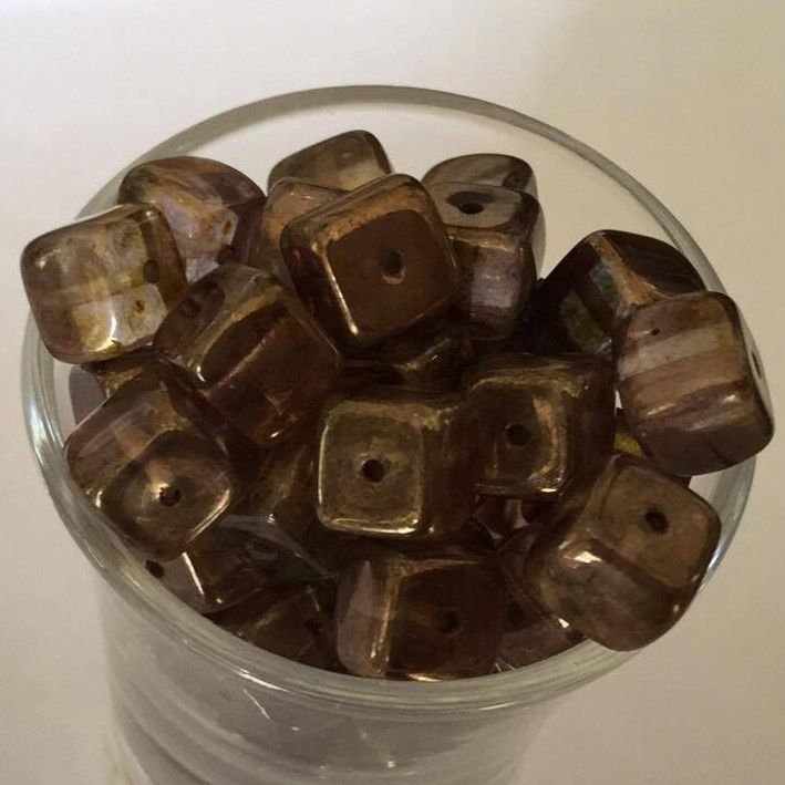 Czech Cube - Bronze Lustre 8x11mm