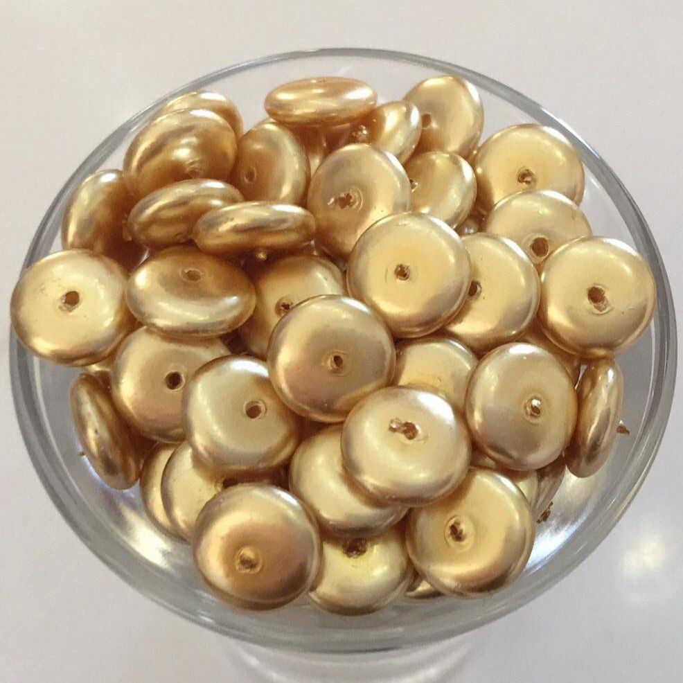 Czech GB Pearl Disc - Gold 8mm