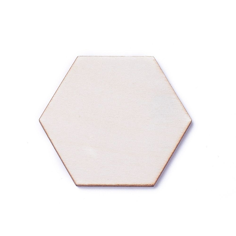 Pale Wood Hexagon - 8x9mm (No Hole)