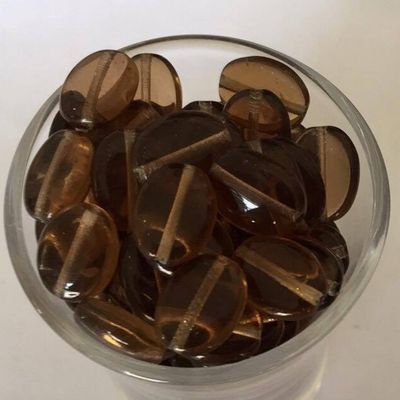 Czech Flat Oval - Brown 12mm