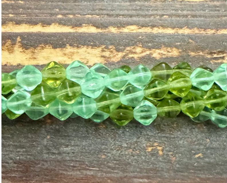 Czech Bicone - Sea Glass Style Mossy Glen 6mm