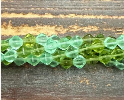 Czech Bicone - Sea Glass Style Mossy Glen 6mm