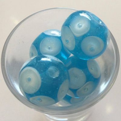 Bubble Bead - Aqua With White 16mm
