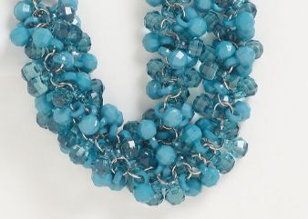 Teal or Red Bead Cluster Necklace