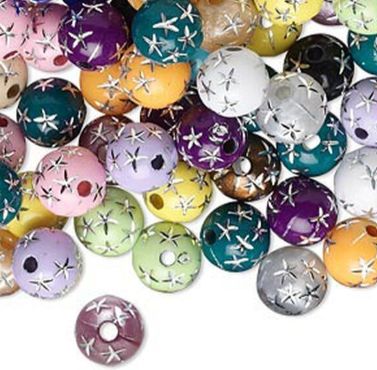 BG Round With Rhinestone Stars - 8mm