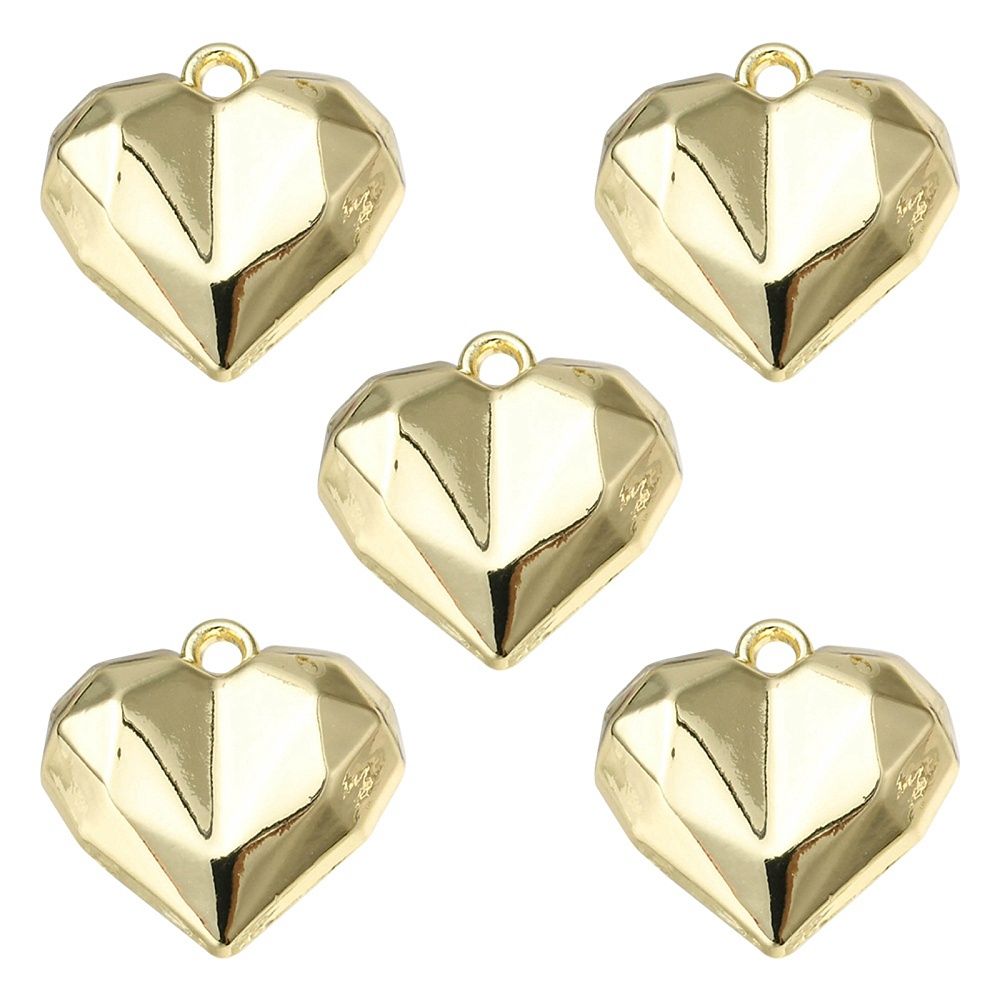 Geo Heart Charm - Light Gold 18x17mm