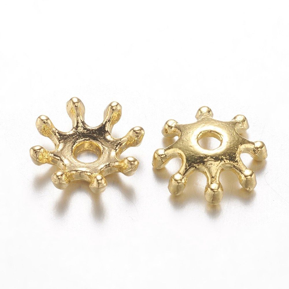 Multi Petal Crown Bead Cap - Gold 8mm