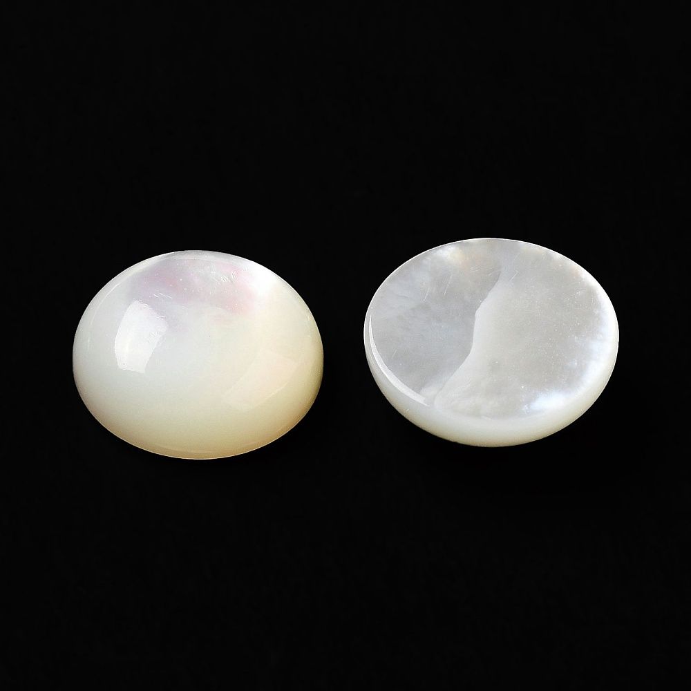 Round Shell Cabochon - White 12mm