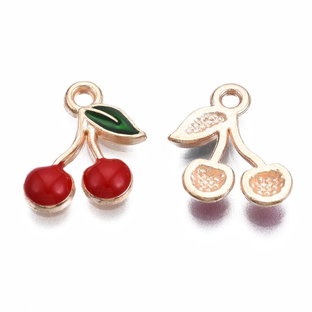 Enamel Cherry Charm - 13x12mm