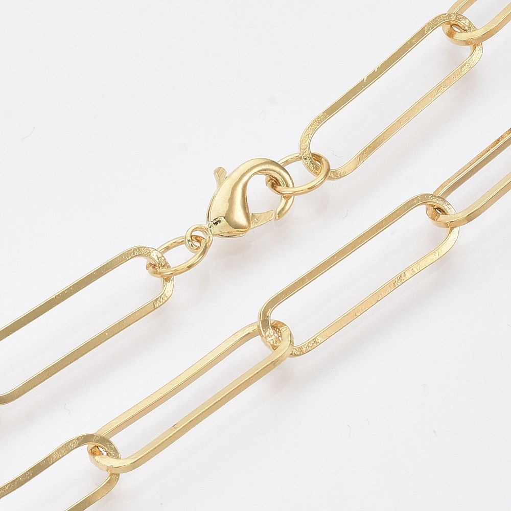 18K Gold Paperclip Chain - 50cm Complete