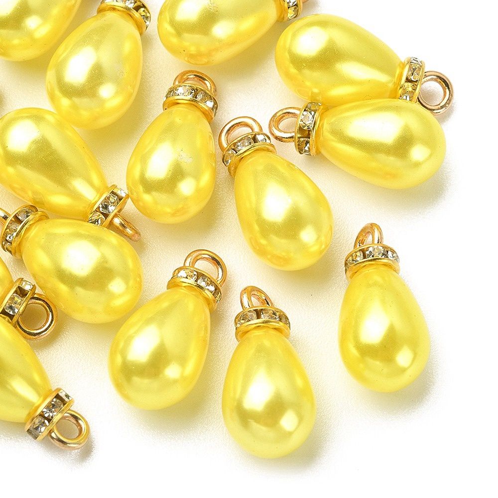 Live Bead Sale - Acrylic Drops &amp; Round With Rhinestone x 15 Pieces