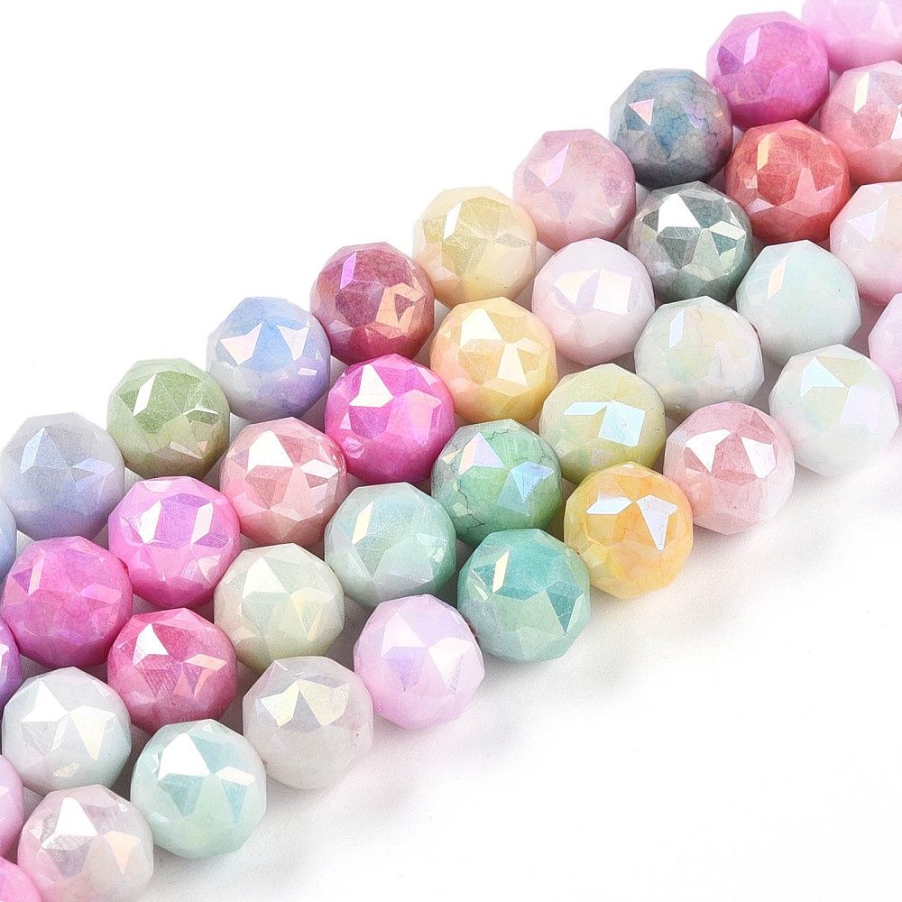 Live Bead Sale - Pastel 2 Tone EP Faceted 7-8mm x 25 Pieces