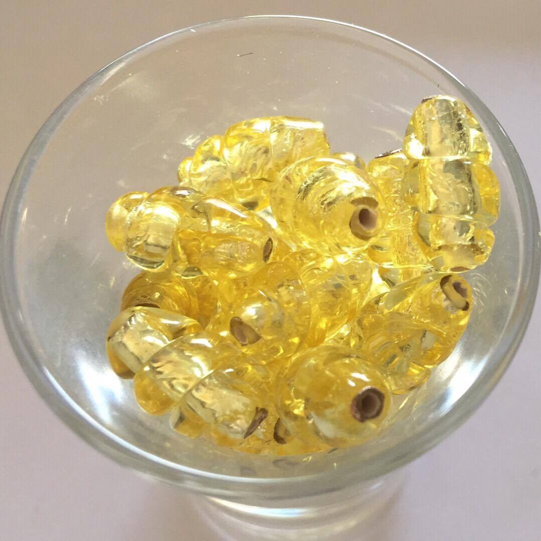Czech Foil Twist - Yellow 16x8mm