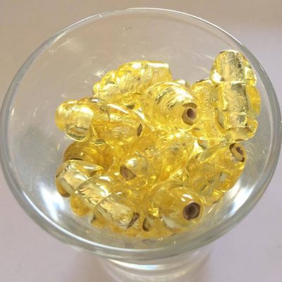 Czech Foil Twist - Yellow 16x8mm