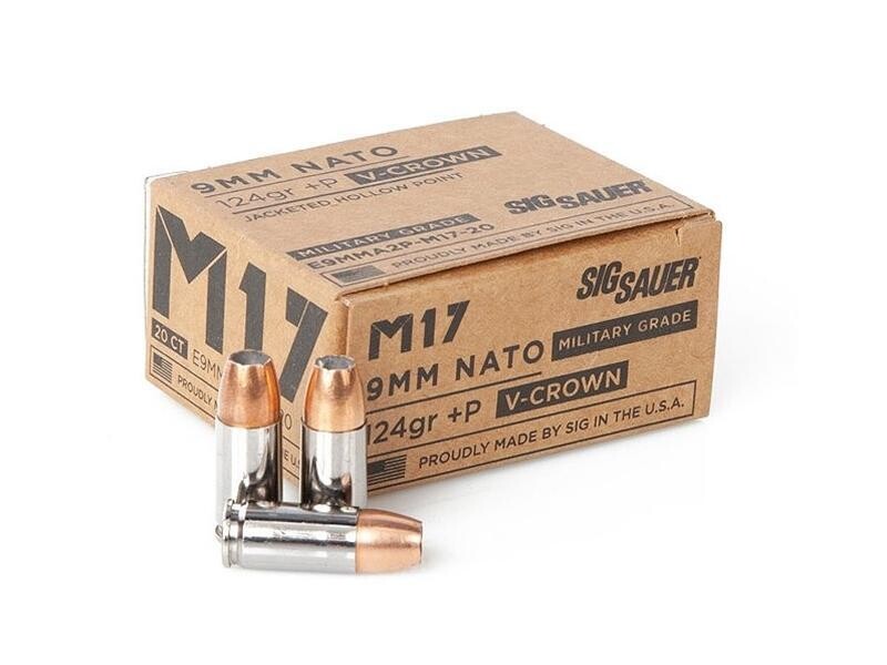 SIG SAUER V-CROWN M17 9MM 124GR +P JHP 20RD BOX