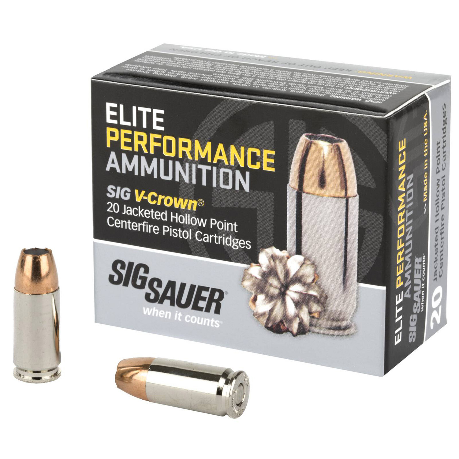 SIG SAUER 9MM Rose, 115GR JHP, 20RD/BX, E9MMA1ROSE20