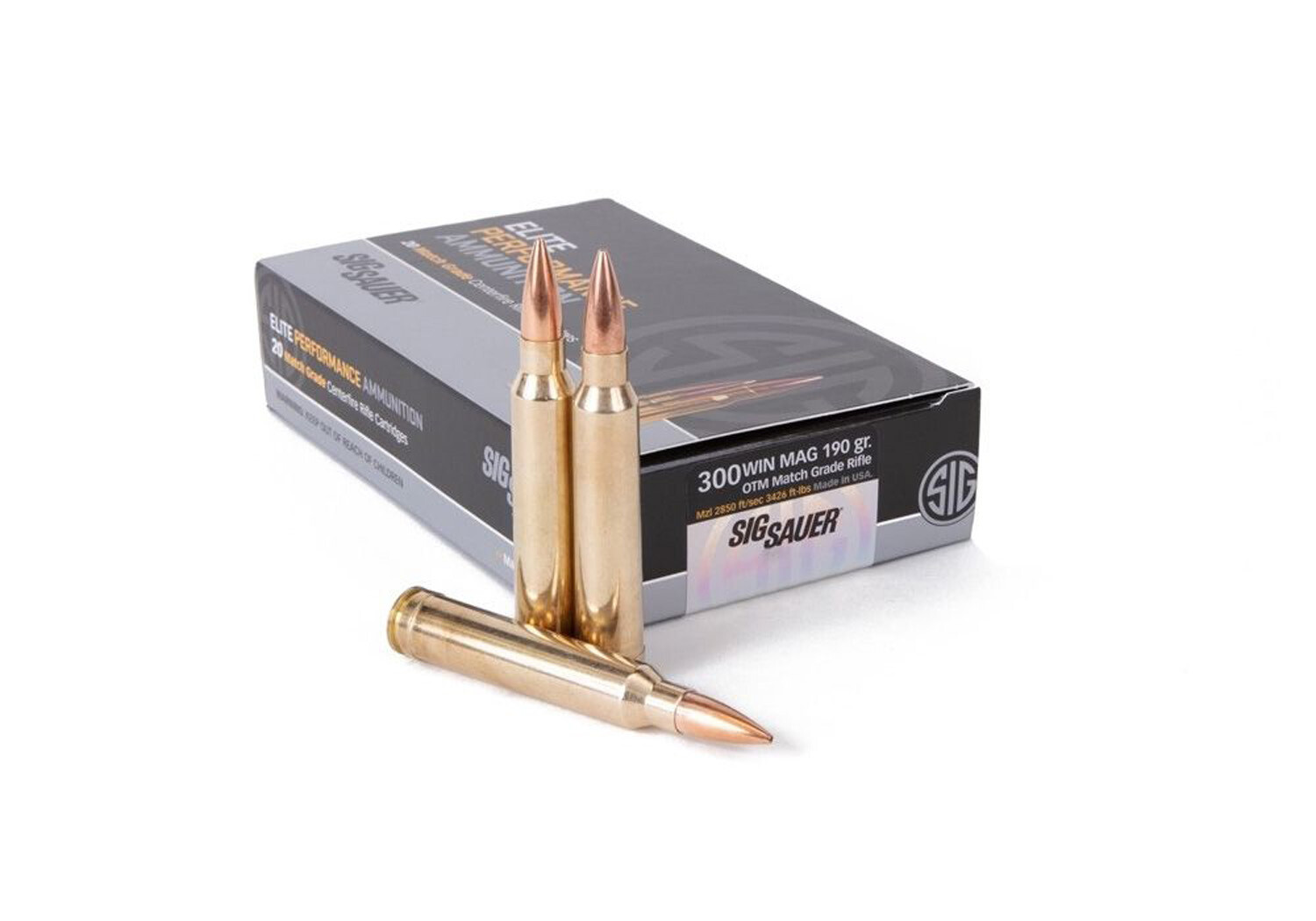 SIG SAUER .300 WIN ELITE MATCH, 190GR OTM, 20RD/BX, E3WMM1-20