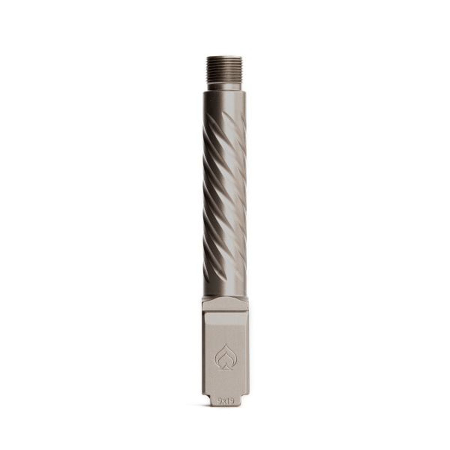 B.A. Barrel For Glock 19 Gen 3-5 Threaded PVD Light Gray Spiral Fluted Premium Series, BAPSG195T3L-BAMD100044, BAPSG195T3L