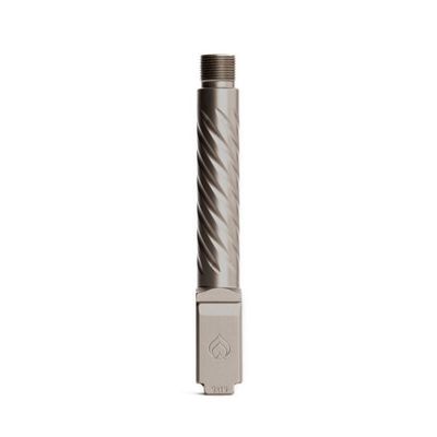 B.A. Barrel For Glock 19 Gen 3-5 Threaded PVD Light Gray Spiral Fluted Premium Series, BAPSG195T3L-BAMD100044, BAPSG195T3L