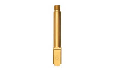 B.A. GLOCK 19 THREADED BARREL PVD, GOLD, GEN3-5 1/2X28&quot; NON-FLUTED PREMIUM SERIES