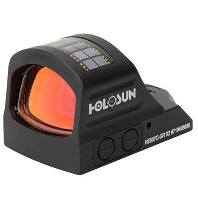 HOLOSUN AEMS, GREEN MULTI-RETICLE SYSTEM, 2MOA DOT WITH 65MOA CIRCLE, FITS 1913 PICATINNY RAIL, LOWER 1/3 MOUNT, UP TO 50,000 HOURS OF BATTERY LIFE, SHAKE AWAKE TECHNOLOGY, BLACK