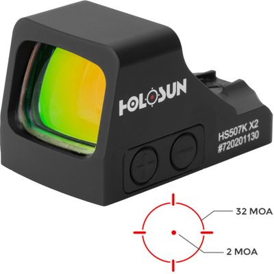 Holosun 507K-X2 2MOA MRS, Red Reticle, BLK, 810047071211, HS507K-X2