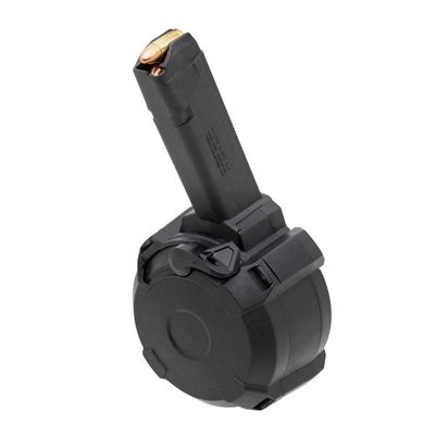 Magpul PMAG D-50 GL9 Drum Magazine for Glock 9mm Luger 50 Round, BLK, 840815132325, MAG1033-BLK
