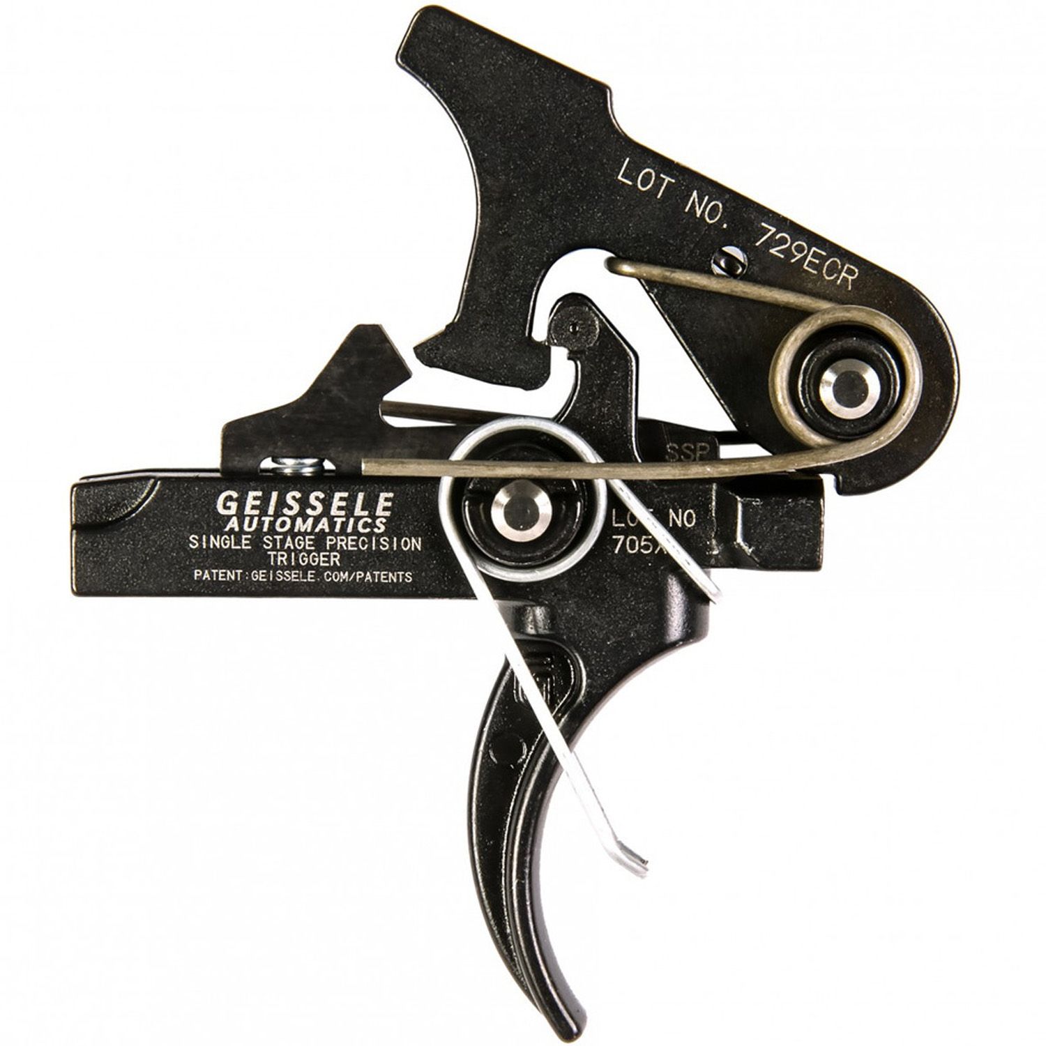 Geissele Automatics AR-15/AR-10 Single-Stage (SSP) Trigger M4 Curved .154 Pin 3.5 lb Pull Steel Black Oxide, 817953021934, 05-400