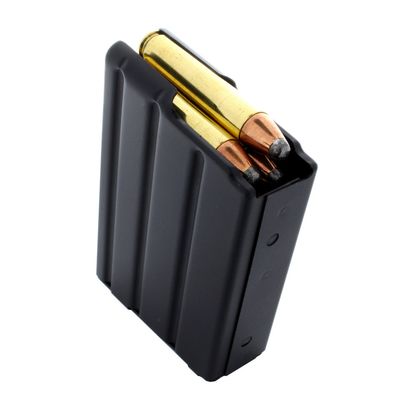DURAMAG, MAGAZINE, 350 LEGEND, 5 ROUNDS, FITS AR RIFLES, STAINLESS STEEL, ORANGE AGF FOLLOWER, BLACK
