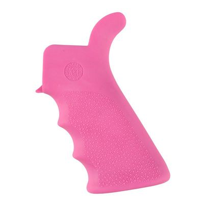 Hogue AR-15/M-16 Rubber Beavertail Grip with Finger Grooves-Pink, 743108150276, 15027