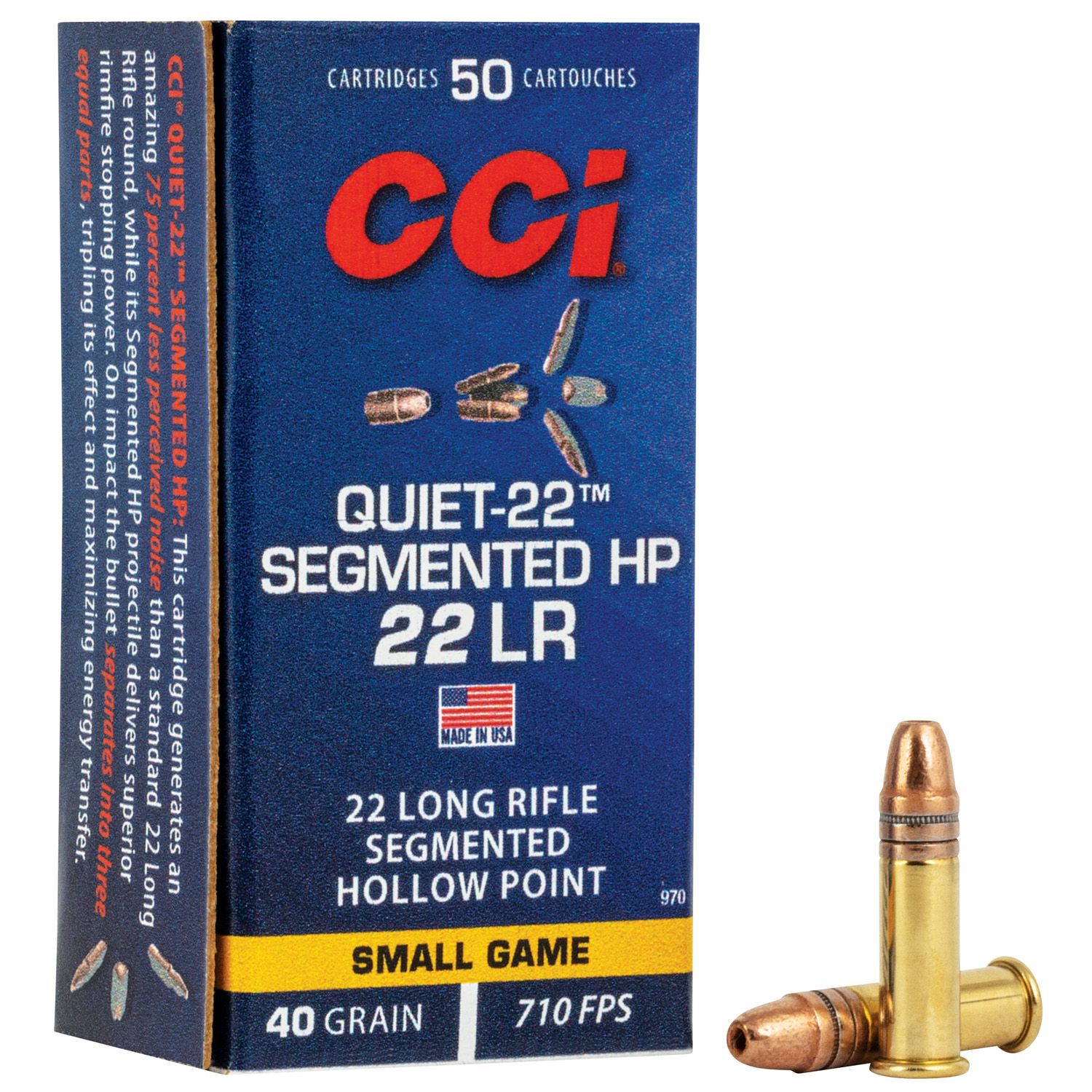 CCI, HUNTING, 22LR, 40 GRAIN, SEGMENTED HOLLOW POINT, 50 ROUND BOX