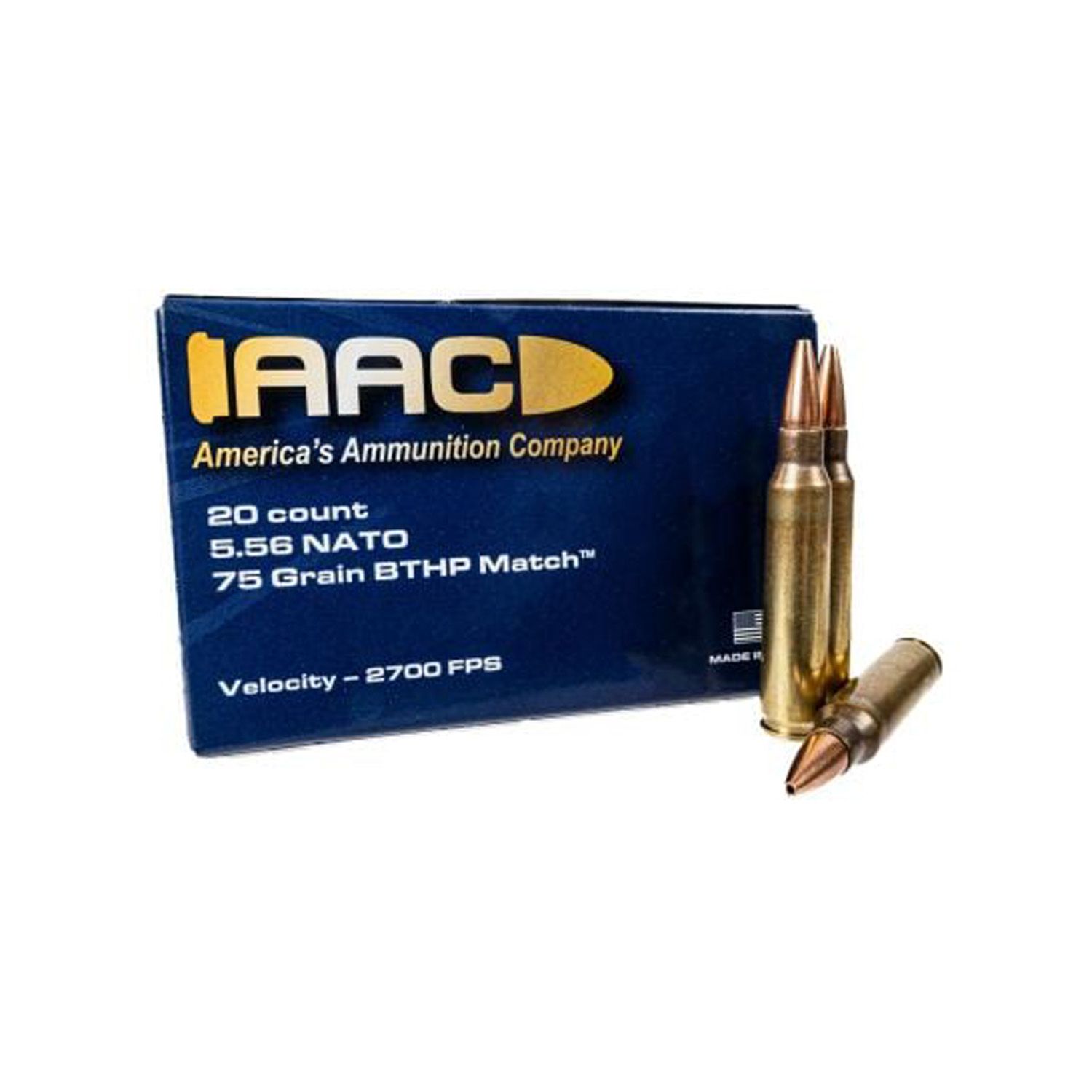 AAC 5.56 MATCH, 75GR BTHP, 20RD/BX, AAC556BTHP1-20