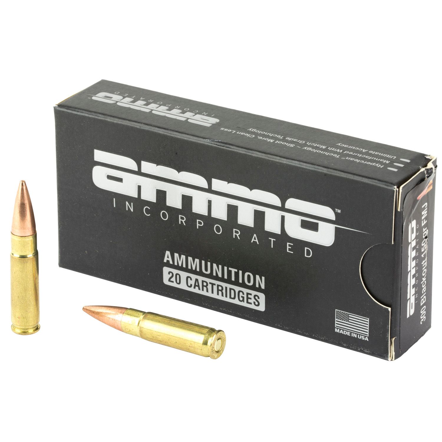 AMMO INC .300 BLACKOUT AMMO 150GR FMJ, 20RDS
