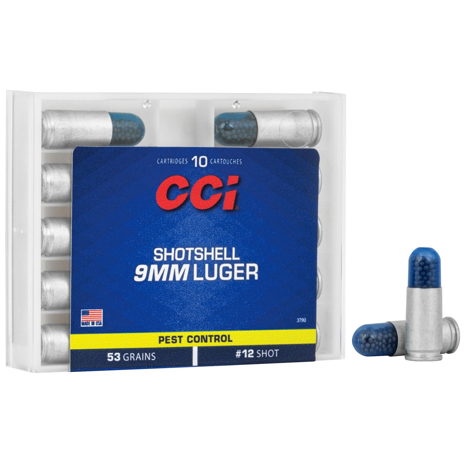 CCI 9MM Shotshell, 53GR #12 Shot, 10RD/BX, CCI3790