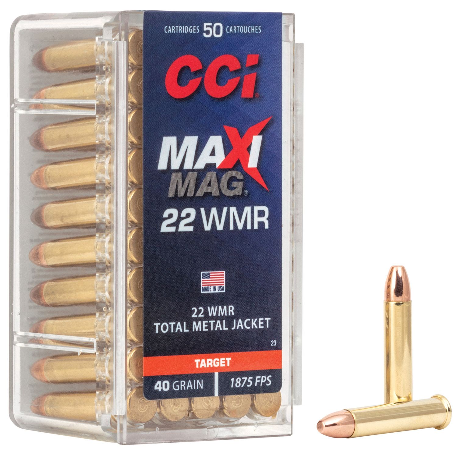 CCI .22WMR Maxi-Mag, 40GR TMJ, 50RD/BX, CCI23