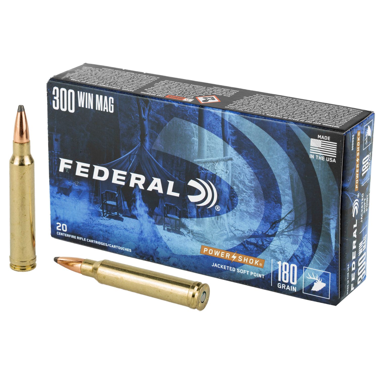 FEDERAL POWER-SHOK RIFLE AMMUNITION .300 WIN MAG 180 GR SP 2960 FPS - 20/BOX