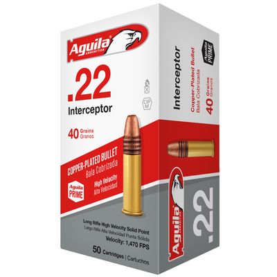 AGUILA .22LR INTERCEPTOR, 40GR Solid Point, 50RD/BX, 1B220320