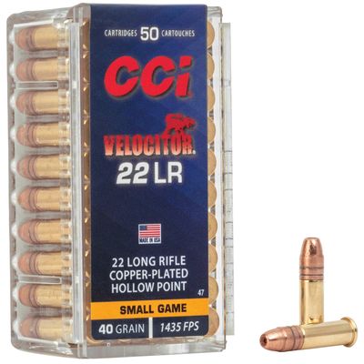 CCI VELOCITOR HP RIMFIRE AMMUNITION .22 LR 40 GR CPHP 1435 FPS 50/CT