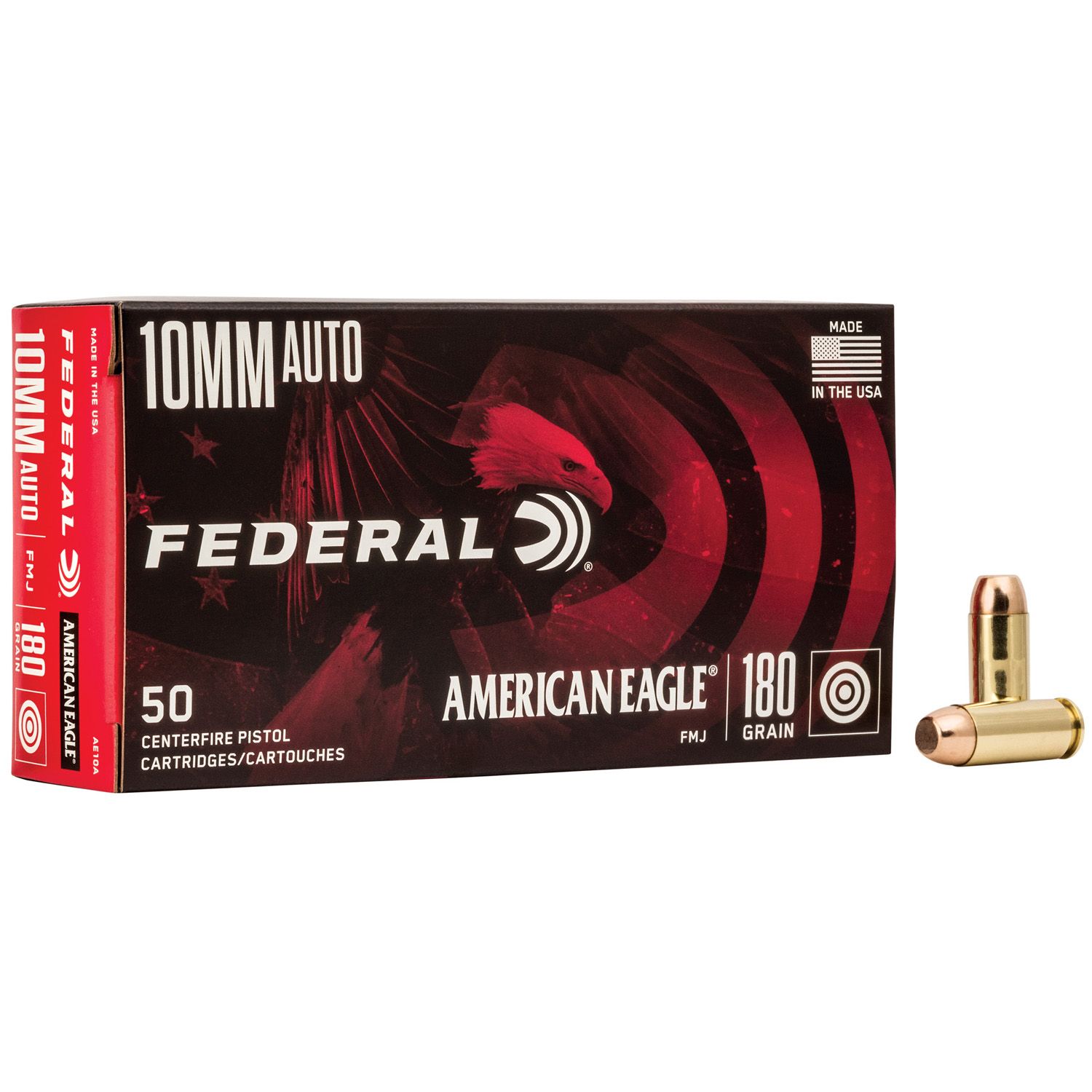 FEDERAL 10MM AM. EAGLE, 180GR FMJ, 50RD/BX, AE10A