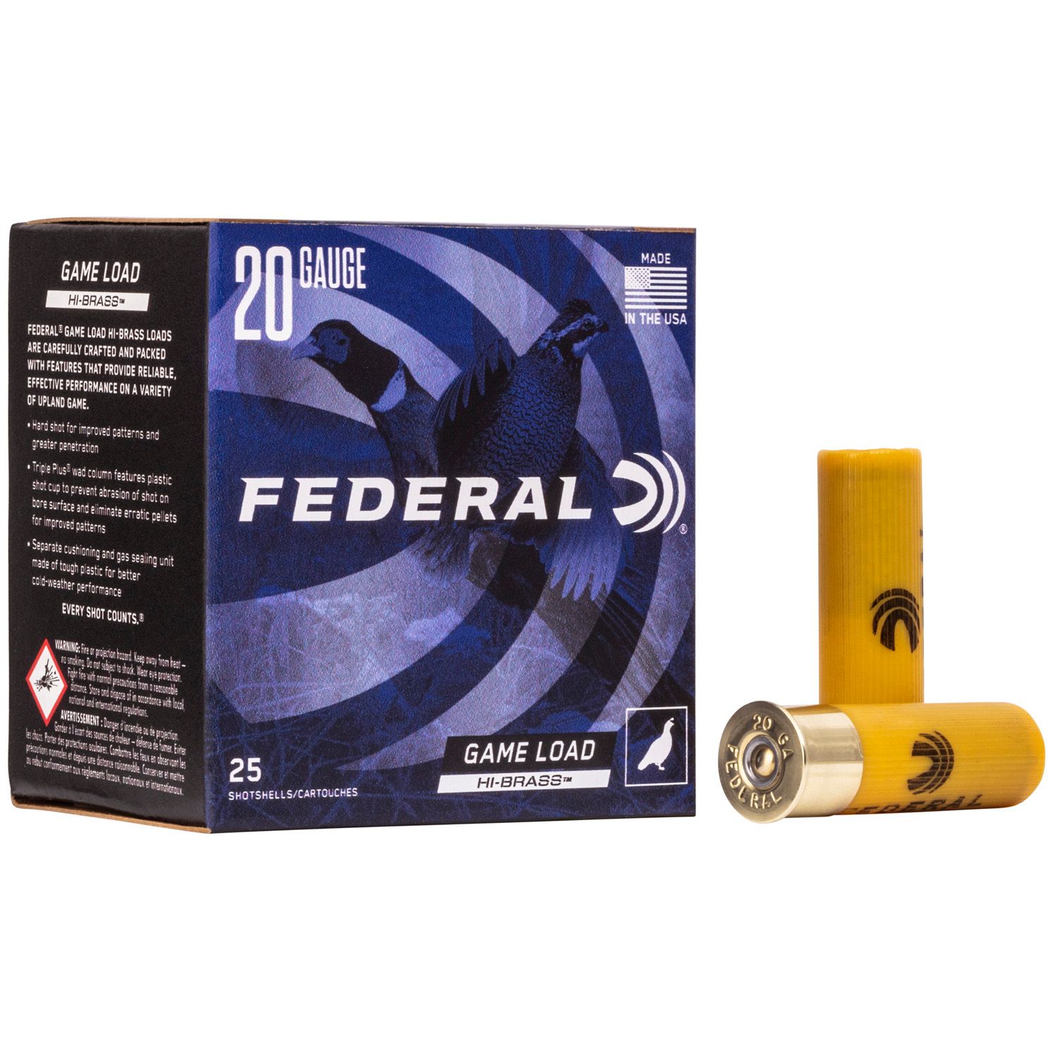 FEDERAL CLASSIC, HI-BRASS, 20 GAUGE, 2 3/4, 1 OZ. SHOTSHELLS, 25 ROUNDS