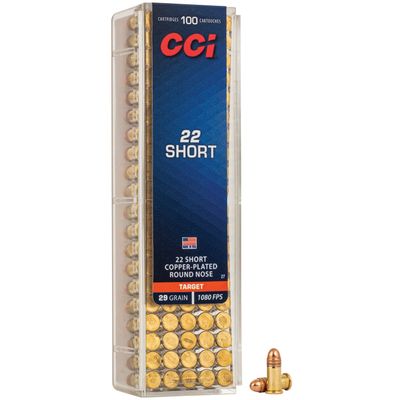 CCI .22 SHORT, 29GR CP RN, 100RD/BX, 0027