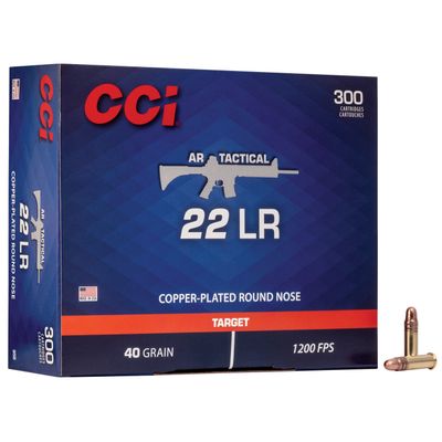 CCI 0956 AR TACTICAL RIMFIRE AMMO 22 LR, CPRN, 40 GRAINS, 1200 FPS 300 ROUNDS, BOXED