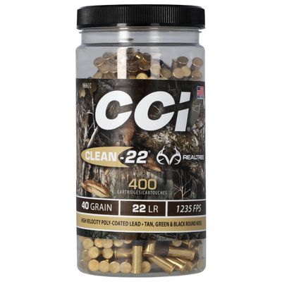 CCI Clean-22 HV Target Realtree .22 LR 40gr LRN 400/ct 604544671674, 966CC