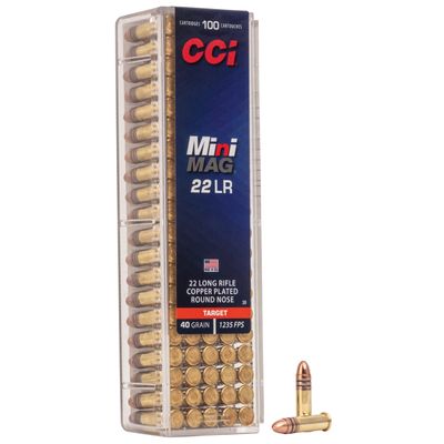 CCI, MINI MAG, 22LR, 40 GRAIN, GILDED LEAD ROUNDNOSE, 100 ROUND BOX CCI30