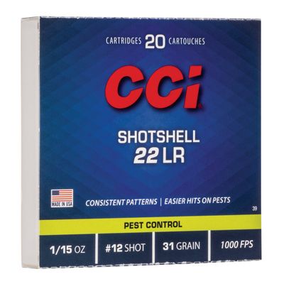 CCI .22LR Shotshell, 31GR SS#12, 20RD/BX, CCI39
